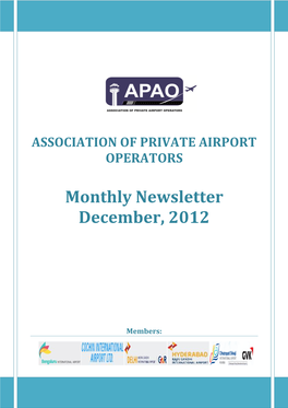 Monthly Newsletter December, 2012