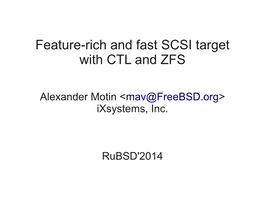 Feature-Rich and Fast SCSI Target with CTL and ZFS