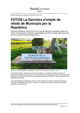 FOTOS La Garrotxa S'omple De Rètols De Municipis Per La República