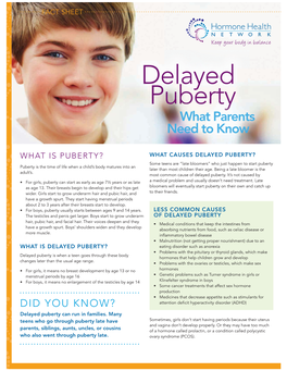 Delayed Puberty: What Parents Need to Know Fact Sheet