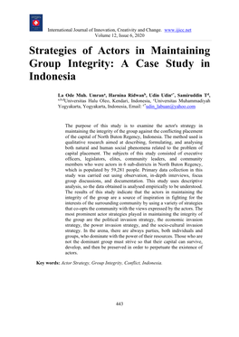 Strategies of Actors in Maintaining Group Integrity: a Case Study in Indonesia