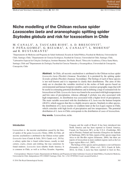 Niche Modelling of the Chilean Recluse Spider Loxosceles Laeta and Araneophagic Spitting Spider Scytodes Globula and Risk for Loxoscelism in Chile
