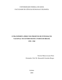 Universidade Federal De Goiás Faculdade De Ciências Humanas E Filosofia