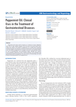 Peppermint Oil: Clinical Uses in the Treatment of Gastrointestinal Diseases