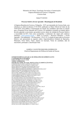 Ministério Da Ciência, Tecnologia, Inovações E Comunicações Empresa Brasileira De Correios E Telégrafos Correios Sede