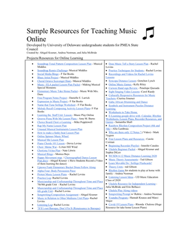 Sample Resources for Teaching Music Online