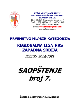 SAOPŠTENJE Broj 7