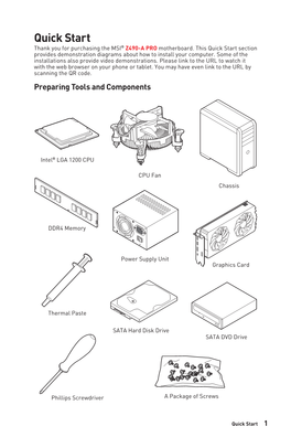 Quick Start Section Provides Demonstration Diagrams About How to Install Your Computer