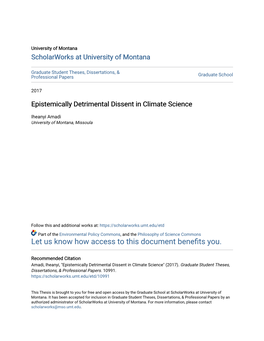 Epistemically Detrimental Dissent in Climate Science