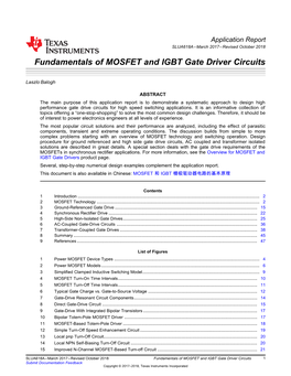 Fundamentals of MOSFET and IGBT Gate Driver Circuits