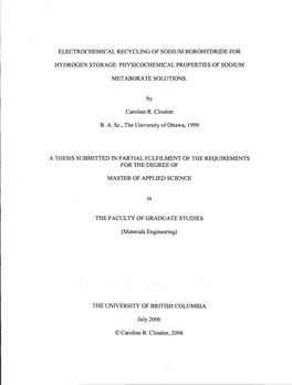 Physicochemical Properties of Sodium Metaborate