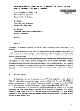 Selection and Breeding of Grain Legumes in Australia for Enhanced