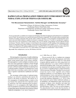 Rapidclonalpropagation Through in Vitro Shoot Tip and Nodal Explants Of