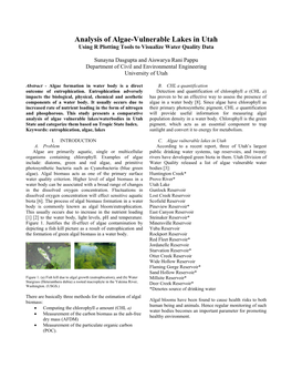 Analysis of Algae-Vulnerable Lakes in Utah Using R Plotting Tools to Visualize Water Quality Data