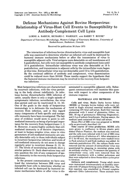 Antibody-Complement Cell Lysis LORNE A