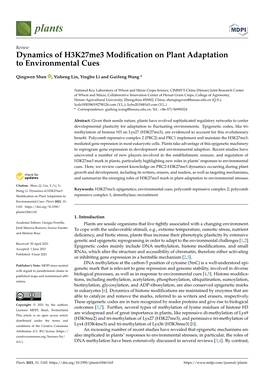 Dynamics of H3k27me3 Modification on Plant Adaptation To