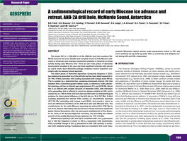 A Sedimentological Record of Early Miocene Ice Advance and Retreat, AND-2A Drill Hole, Mcmurdo Sound, Antarctica GEOSPHERE