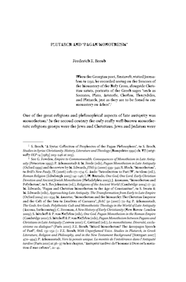 PLUTARCH and “PAGAN MONOTHEISM” Frederick E. Brenk