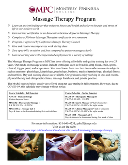 Massage Therapy Program