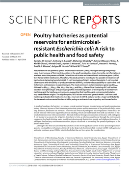 Resistant Escherichia Coli: a Risk to Public Health and Food Safety