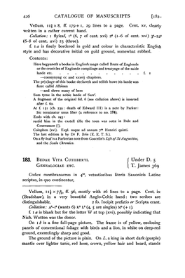 A Descriptive Catalogue of the Manuscripts in the Library of Corpus Christi College, Cambridge