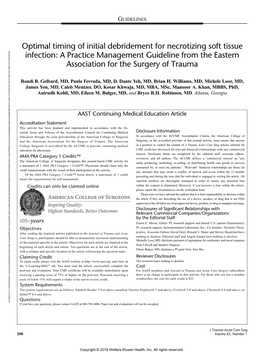 Optimal Timing of Initial Debridement for Necrotizing Soft Tissue Infection