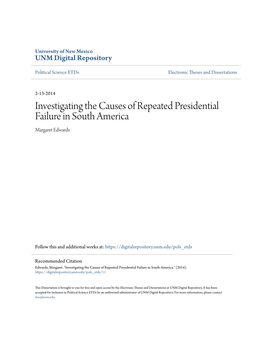 Investigating the Causes of Repeated Presidential Failure in South America Margaret Edwards