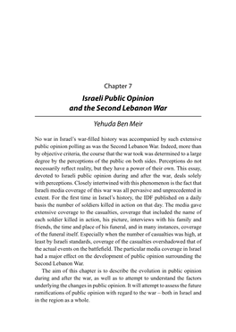 Israeli Public Opinion and the Second Lebanon War