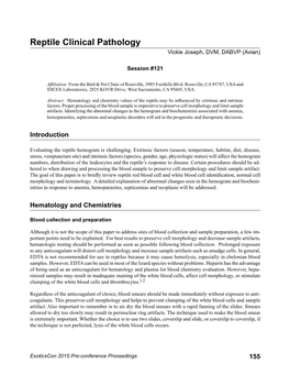 Reptile Clinical Pathology Vickie Joseph, DVM, DABVP (Avian)