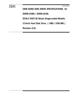 OEM HARD DISK DRIVE SPECIFICATIONS for DORS-31080 / DORS-32160 SCSI-3 FAST-20 68-Pin Single-Ended Models 3.5-Inch Hard Disk Driv