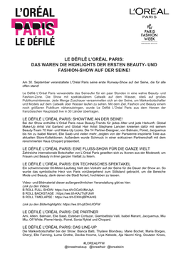 Le Défilé L'oréal Paris: Das Waren Die Highlights Der Ersten Beauty- Und Fashion-Show Auf Der Seine!