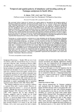 Temporal and Spatial Patterns of Abundance and Breeding Activity of Namaqua Sandgrouse in South Africa