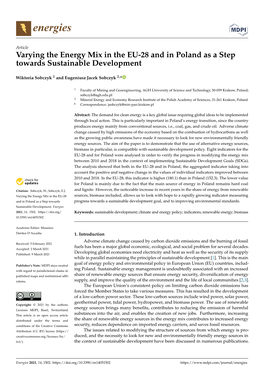 Varying the Energy Mix in the EU-28 and in Poland As a Step Towards Sustainable Development