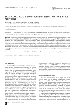 Small Mammal Fauna in Europe During the Second Half of the Middle Pleistocene