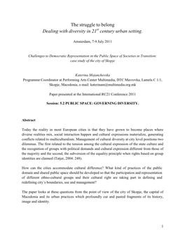 Challenges to Democratic Representation in the Public Space of Societies in Transition: Case Study of the City of Skopje