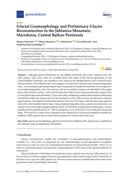 Glacial Geomorphology and Preliminary Glacier Reconstruction in the Jablanica Mountain, Macedonia, Central Balkan Peninsula