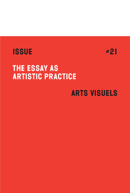 Issue L'essai COMME PRATIQUE ARTISTIQUE ARTS VISUELS #21 E