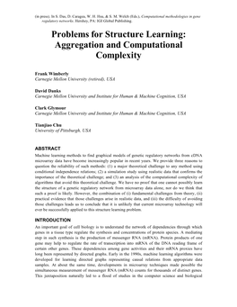 Problems for Structure Learning: Aggregation and Computational Complexity