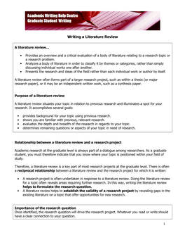 Writing a Literature Review