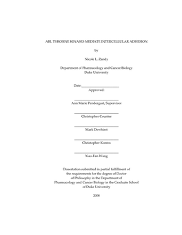 ABL TYROSINE KINASES MEDIATE INTERCELLULAR ADHESION By