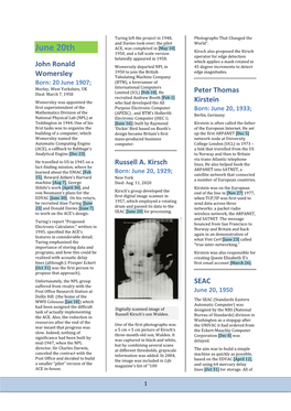 June 20Th Kirsch Also Proposed the Kirsch 1950, and a Full Scale Version Operator for Edge Detection Belatedly Appeared in 1958