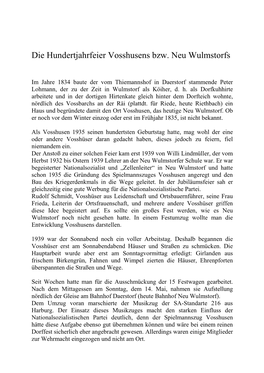 Die Hundertjahrfeier Vosshusens Bzw