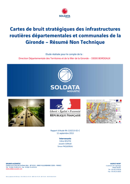 Cartes De Bruit Stratégiques Des Infrastructures Routières Départementales Et Communales De La