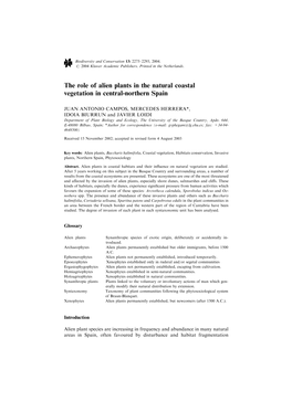 The Role of Alien Plants in the Natural Coastal Vegetation in Central-Northern Spain