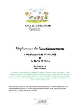 Règlement De Fonctionnement