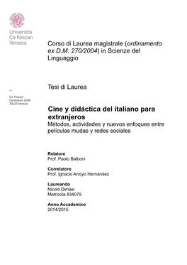 Cine Y Didáctica Del Italiano Para Extranjeros Métodos, Actividades Y Nuevos Enfoques Entre Películas Mudas Y Redes Sociales