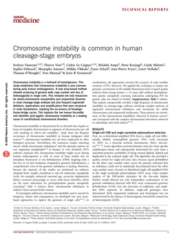 Chromosome Instability Is Common in Human Cleavage-Stage Embryos