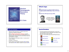 Electron Paramagnetic Resonance Theory E.C. Duin