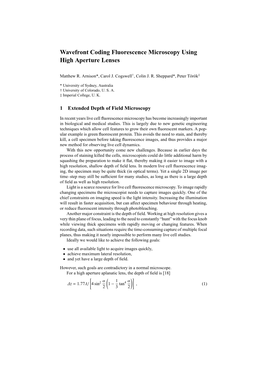 Wavefront Coding Fluorescence Microscopy Using High Aperture Lenses