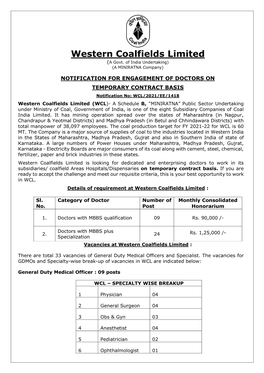 Western Coalfields Limited (A Govt